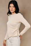 Long Sleeve Side Ruched Asymmetric Top