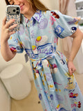 Blue Beachy Scene Midi Dress