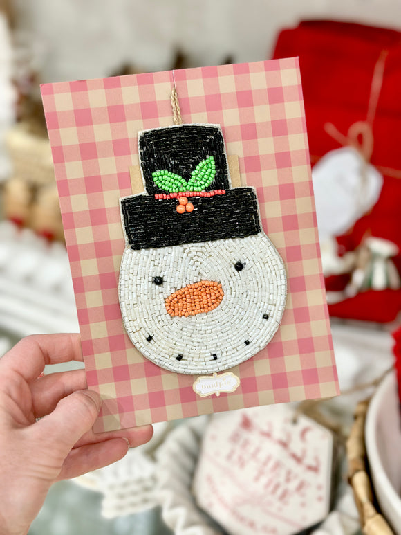 Snowman Beaded Card Ornament