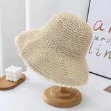 Lace Trim Straw Bucket Hat