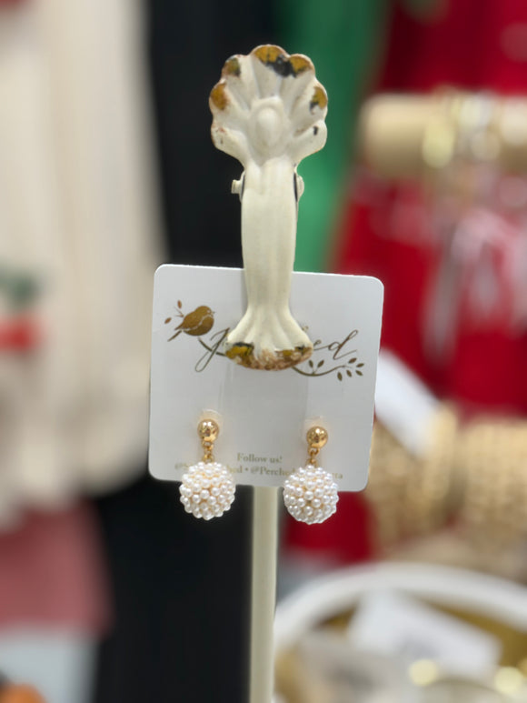 Pearl Ball Drop Earrings