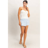 White Ribbed Halter Top