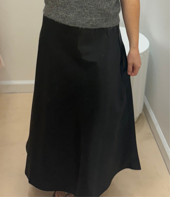 Satin Black Long Woven Skirt