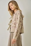 Mauve Leopard Bow Front Cardigan