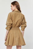 Camel Collared 3/4 Sleeve Dress