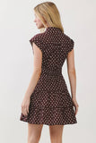 Brown Collared Polka Dot MIni Dress