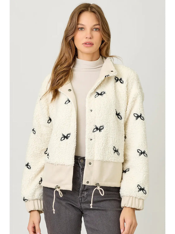 Ivory Sherpa Bow Jacket