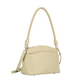 Taupe Double Compartment Braided Handle Bag