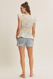 Blue & Yellow Floral Peplum Top