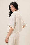 Collared Split Neck Linen Top
