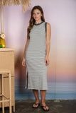 Striped Sleeveless Midi Dress