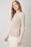 Tan Lettuce Edge Textured Knit Top