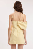 Butter Yellow Drape Shoulder Dress