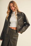 Vegan Leather Boxy Jacket