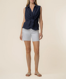 Sara Linen Tank in Navy