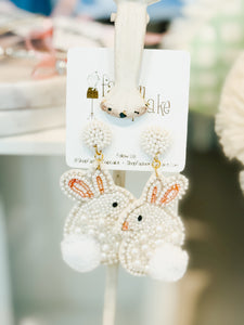 Cotton Tail Beaded Bunny Earrings