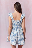 Blue Floral Print Denim Dress