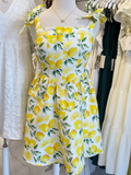 Lemon Print Tie Strap Dress