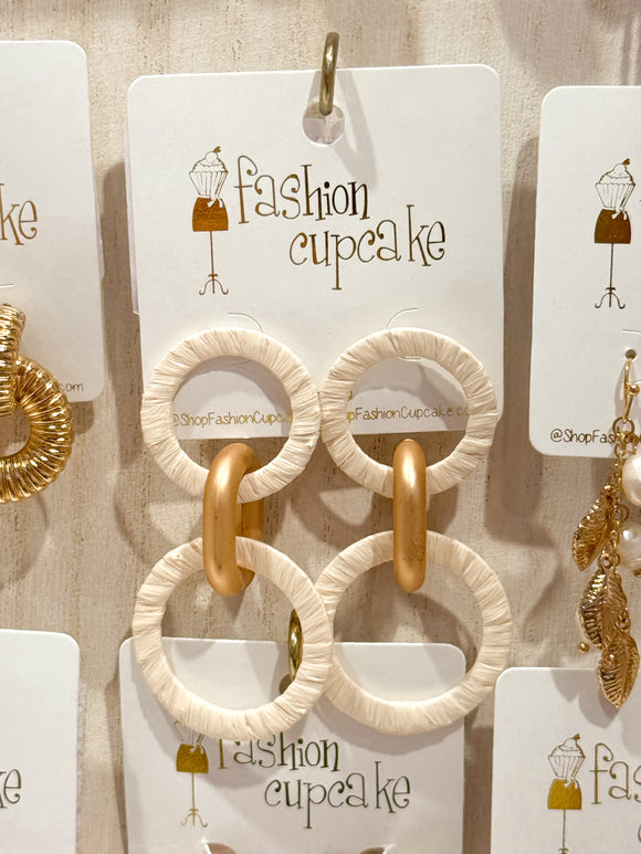 Gold& Rattan Drop Earrings