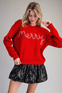 Red Candy Cane Merry Sweater