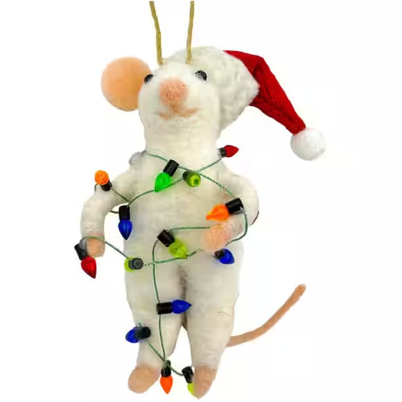 Santa felted mouse with lights