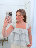 Baby Blue Ruffle Tiered Top