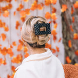 Jet Black Quilted Medium Flat Hair Clip
