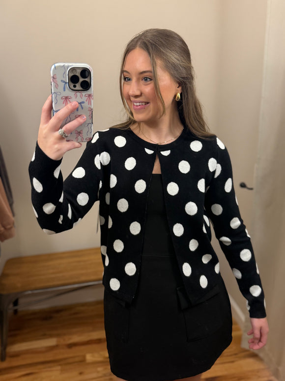 Black & White Polka Dot Cardigan
