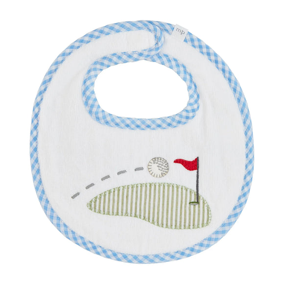 Blue Golf Flag Applique Terry Bib