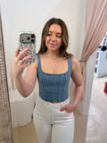 Cropped Denim Stretch Tank Top