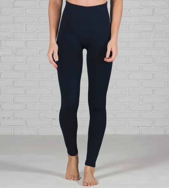 Black High Waist Fleece Lined Legging : One Size