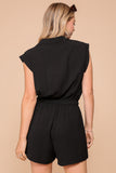 Black Lightweight Button Romper