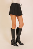 Black Pleated Tie Skort