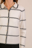 Black & Ivory Pearl Button Cardigan