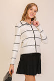 Black & Ivory Pearl Button Cardigan