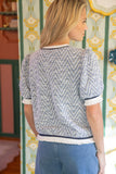 Blue Chevron Stripe Banded Top