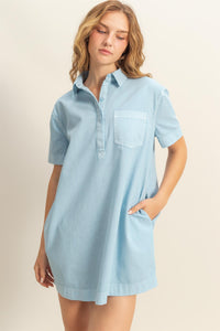 Baby Blue Soft Collared Dress