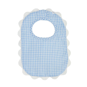 Blue Gingham Scalloped Bib