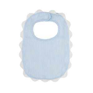 Blue Seersucker Scalloped Bib