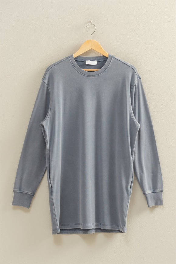 Washed Navy Comfy Sweater Dress