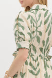 Botanical Green Scalloped Midi Dress