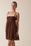 Brown Polka Dot Tie Back Dress