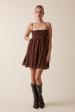Brown Polka Dot Tie Back Dress