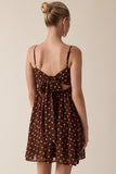 Brown Polka Dot Tie Back Dress