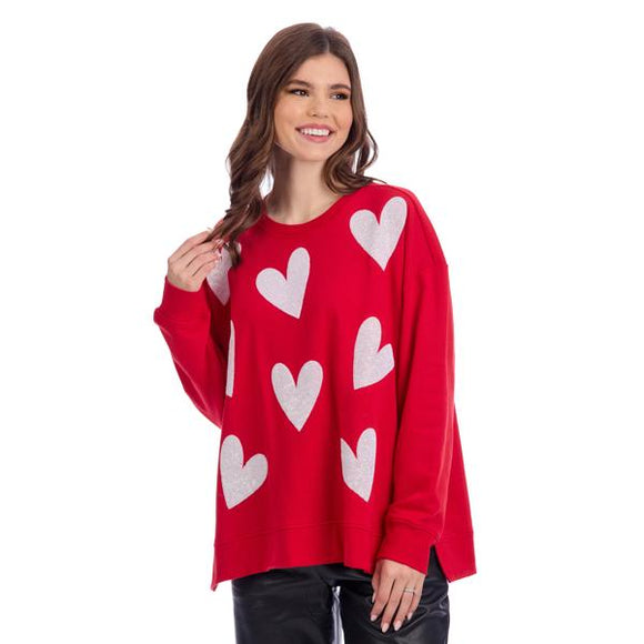 Red Valentine Sparkle Sweatshirt - One Size