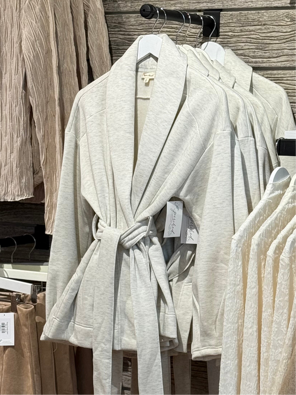Grey Tie Belted Sweater Cardigan