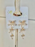 Enameled Double Flower Earrings