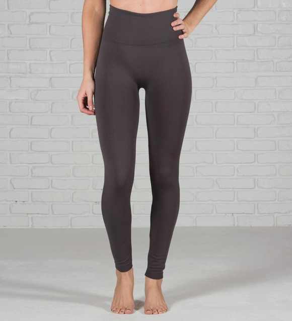 Charcoal High Waist Fleece Lined Legging : One Size