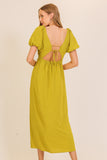 Chartreuse Tie Back Maxi Dress