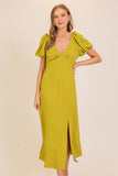 Chartreuse Tie Back Maxi Dress